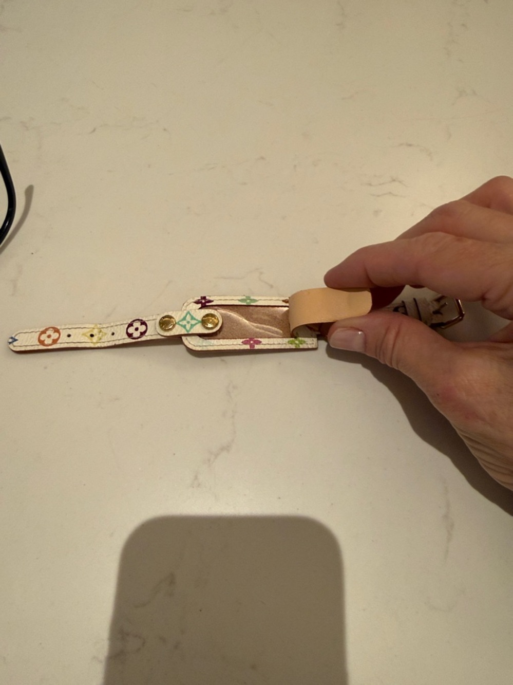 Louis Vuitton White Multicolor Monogram Bow Bracelet with Gold Hardware - Picture 6 of 6